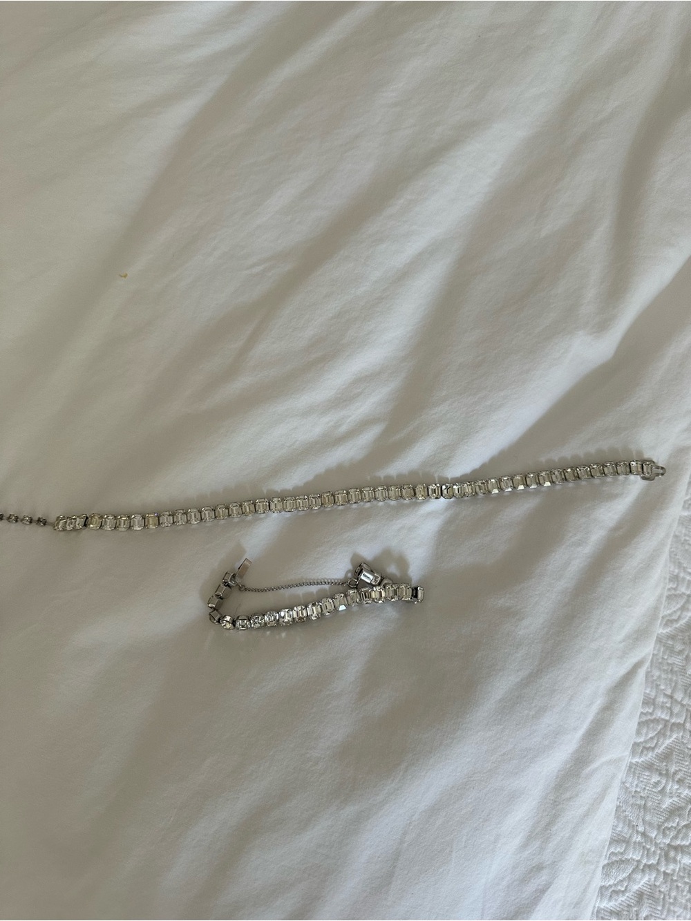 Silver Crystal Tennis Necklace and Bracelet Set
